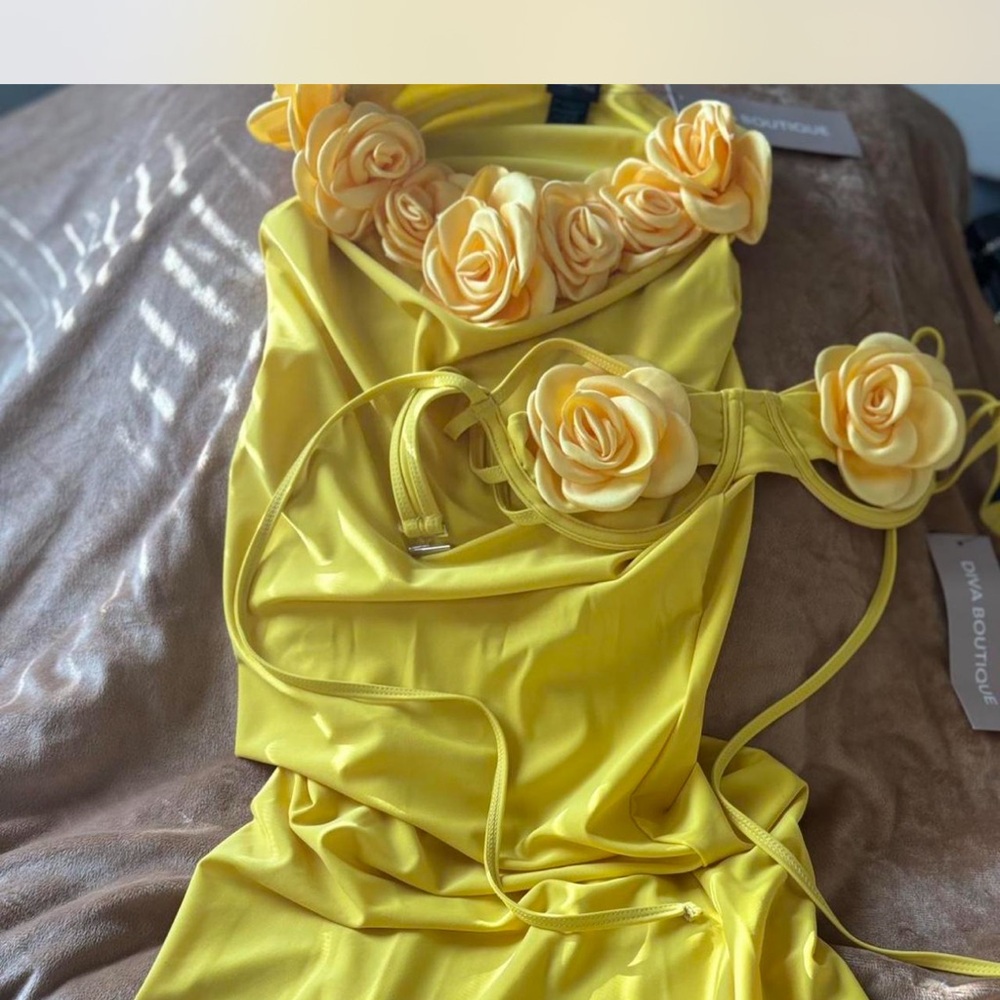Divided Yellow Bikini Top